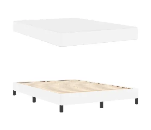 Voodi Raam Madratsiga Puhas Valge 140 X 200 Cm Kangas