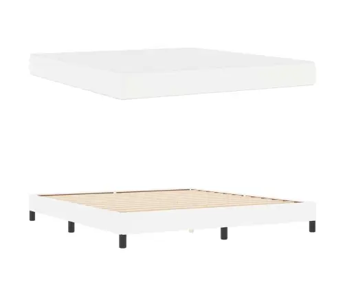 Voodi Raam Madratsiga Puhas Valge 180 X 200 Cm Kangas