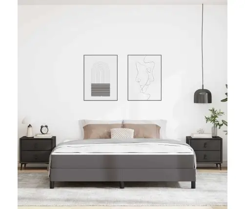 Gulta Ar Matraci Pelēka 180 X 200 Cm Mākslīgā Āda Vidaxl