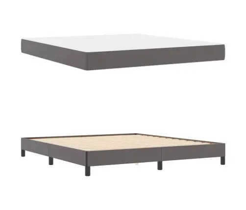 Gulta Ar Matraci Pelēka 180 X 200 Cm Mākslīgā Āda Vidaxl