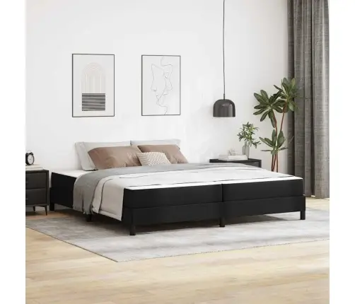 Gulta Ar Matraci Melna 200 X 200 Cm Mākslīgā Āda Vidaxl