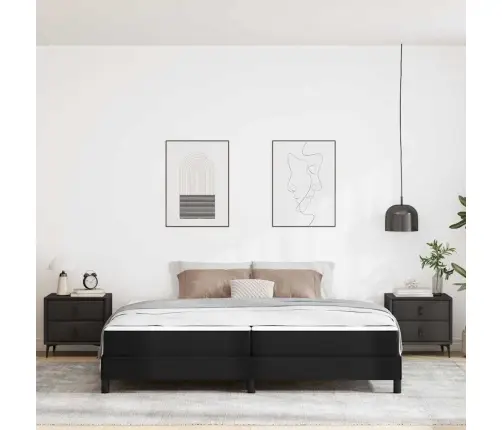 Gulta Ar Matraci Melna 200 X 200 Cm Mākslīgā Āda Vidaxl