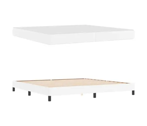 Gulta Ar Matraci Tīri Balts 200 X 200 Cm Mākslīgā Āda Vidaxl