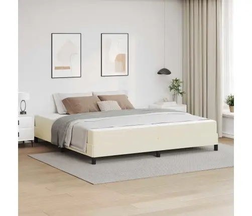 Gultas Rāmis Ar Matraci Krēmkrāsa 200 X 200 Cm Audums Vidaxl