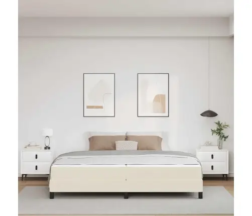 Gultas Rāmis Ar Matraci Krēmkrāsa 200 X 200 Cm Audums Vidaxl