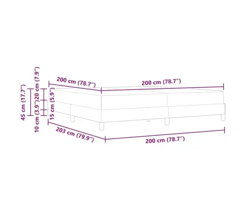 Gultas Rāmis Ar Matraci Krēmkrāsa 200 X 200 Cm Audums Vidaxl