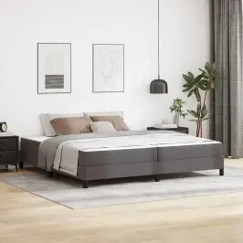 Gulta Ar Matraci Pelēka 200 X 200 Cm Mākslīgā Āda Vidaxl Gulta Ar Matraci Pelēka 200 X 200 Cm Mākslīgā Āda Vidaxl