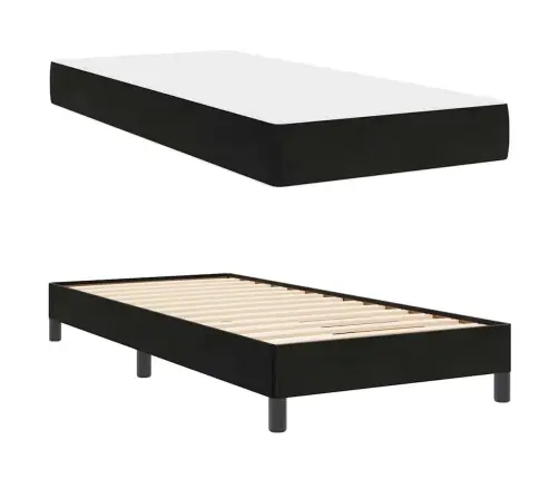 Kontinentālā Gulta Ar Matraci Melna 80 X 200 Cm Samts Vidaxl