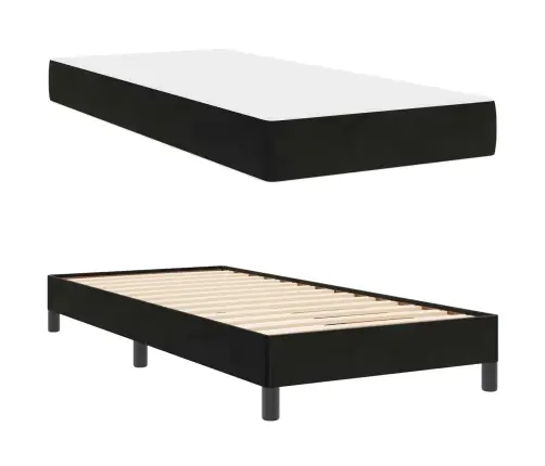 Kontinentālā Gulta Ar Matraci Melna 80 X 200 Cm Samts Vidaxl