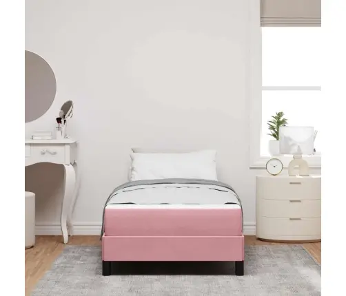 Kontinentālā Gulta Ar Matraci Rozā 80 X 200 Cm Samts Vidaxl