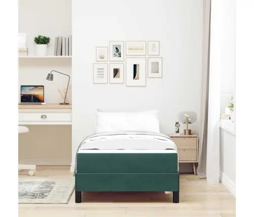 Kontinentālā Gulta Ar Matraci Tumši Zaļš 90 X 190 Cm Samts Vidaxl