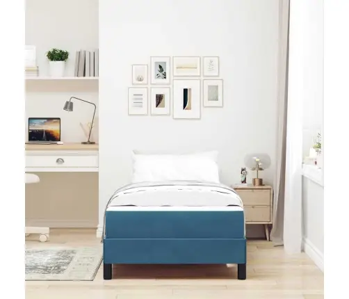 Kiemas Lova Su Čiužiniu Tamsiai Mėlyna 90 X 190 Cm Audinys