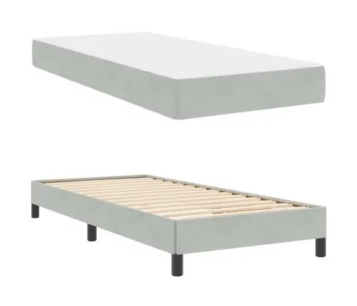 Kontinentālā Gulta Ar Matraci Gaiši Pelēks 100 X 200 Cm Samts Vidaxl