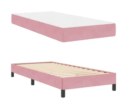 Kontinentālā Gulta Ar Matraci Rozā 100 X 200 Cm Samts Vidaxl