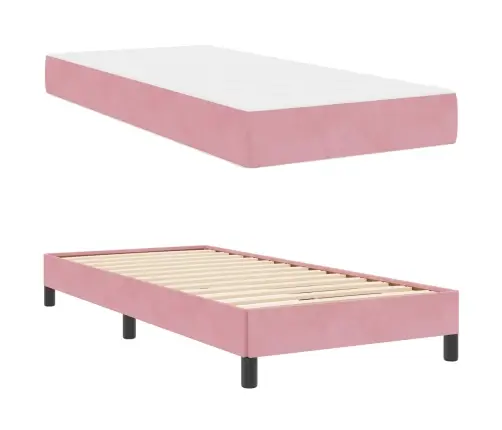 Kontinentālā Gulta Ar Matraci Rozā 100 X 200 Cm Samts Vidaxl