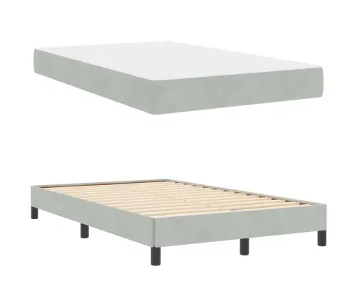 Kontinentālā Gulta Ar Matraci Gaiši Pelēks 120 X 190 Cm Samts Vidaxl