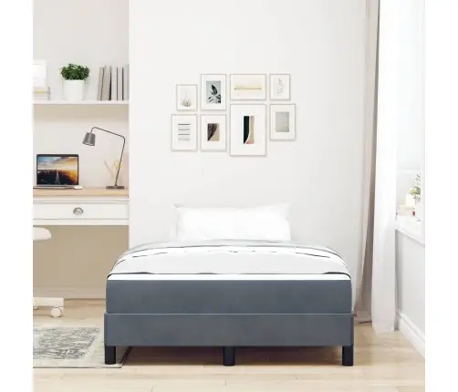 Kontinentālā Gulta Ar Matraci Tumši Pelēks 120 X 190 Cm Samts Vidaxl