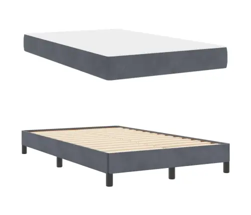Kontinentālā Gulta Ar Matraci Tumši Pelēks 120 X 190 Cm Samts Vidaxl