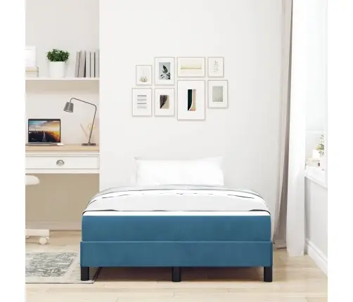 Kontinentālā Gulta Ar Matraci Tumši Zils 120 X 190 Cm Samts Vidaxl