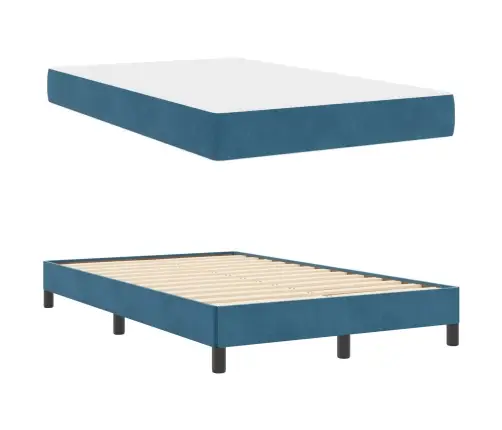 Kontinentālā Gulta Ar Matraci Tumši Zils 120 X 190 Cm Samts Vidaxl