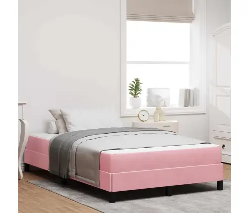 Kontinentālā Gulta Ar Matraci Rozā 120 X 190 Cm Samts Vidaxl