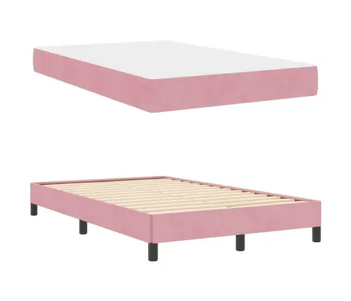 Kontinentālā Gulta Ar Matraci Rozā 120 X 200 Cm Samts Vidaxl