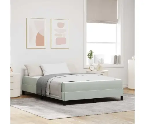 Kontinentālā Gulta Ar Matraci Gaiši Pelēks 140 X 190 Cm Samts Vidaxl