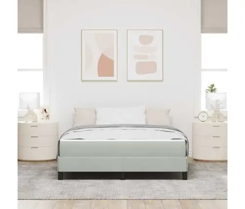 Kontinentālā Gulta Ar Matraci Gaiši Pelēks 140 X 190 Cm Samts Vidaxl