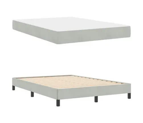 Kontinentālā Gulta Ar Matraci Gaiši Pelēks 140 X 190 Cm Samts Vidaxl