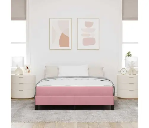 Kontinentālā Gulta Ar Matraci Rozā 140 X 190 Cm Samts Vidaxl