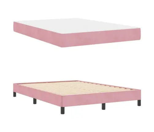 Kontinentālā Gulta Ar Matraci Rozā 140 X 190 Cm Samts Vidaxl