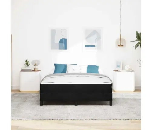 Kontinentālā Gulta Ar Matraci Melna 140 X 200 Cm Samts Vidaxl