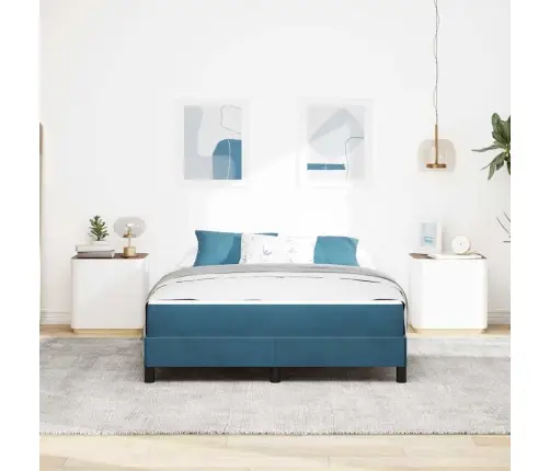 Kontinentālā Gulta Ar Matraci Tumši Zils 160 X 200 Cm Samts Vidaxl