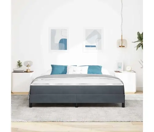 Kontinentālā Gulta Ar Matraci Tumši Pelēks 180 X 200 Cm Samts Vidaxl
