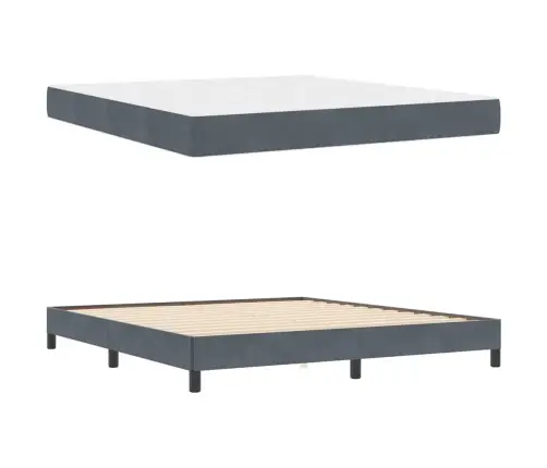 Kontinentālā Gulta Ar Matraci Tumši Pelēks 180 X 200 Cm Samts Vidaxl