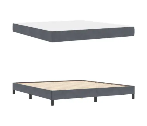 Kontinentālā Gulta Ar Matraci Tumši Pelēks 180 X 200 Cm Samts Vidaxl