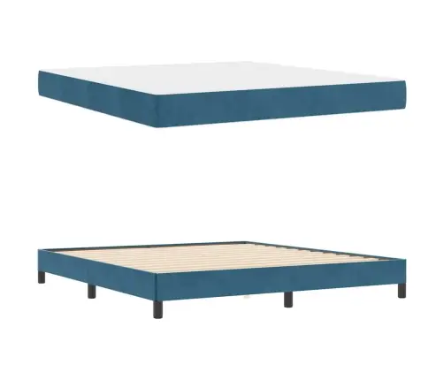 Kiemas Lova Su Čiužiniu Tamsiai Mėlyna 180 X 200 Cm Audinys