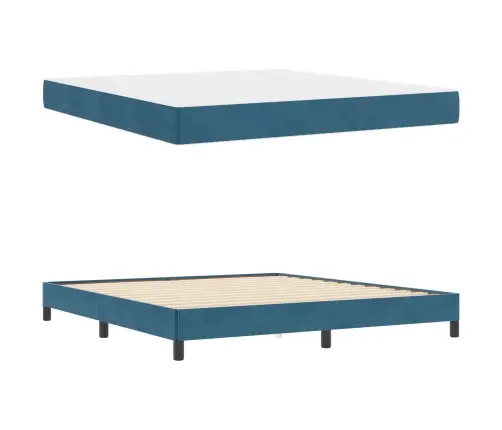 Kiemas Lova Su Čiužiniu Tamsiai Mėlyna 180 X 200 Cm Audinys