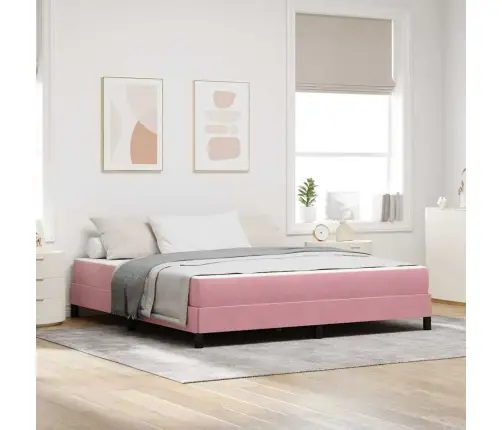 Kontinentālā Gulta Ar Matraci Rozā 180 X 200 Cm Samts Vidaxl