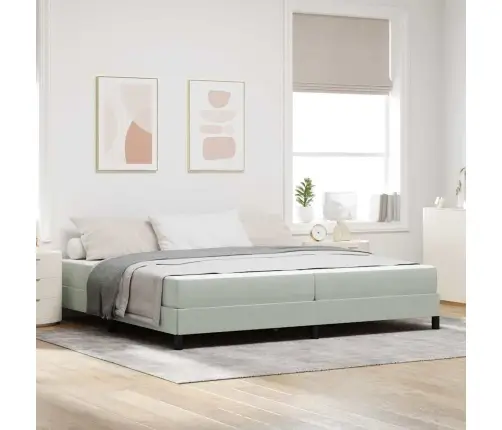 Kontinentālā Gulta Ar Matraci Gaiši Pelēks 200 X 200 Cm Samts Vidaxl