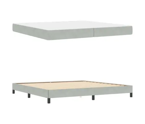 Kontinentālā Gulta Ar Matraci Gaiši Pelēks 200 X 200 Cm Samts Vidaxl