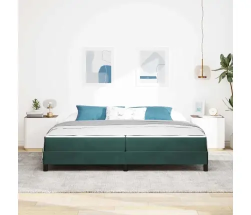 Kontinentālā Gulta Ar Matraci Tumši Zaļš 200 X 200 Cm Samts Vidaxl