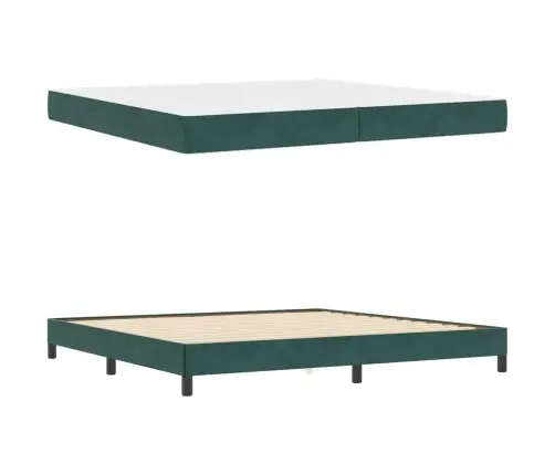 Kontinentālā Gulta Ar Matraci Tumši Zaļš 200 X 200 Cm Samts Vidaxl