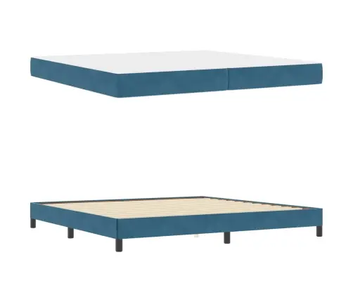 Kiemas Lova Su Čiužiniu Tamsiai Mėlyna 200 X 200 Cm Audinys