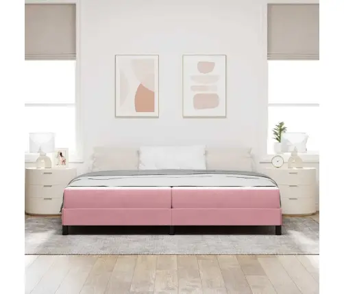 Kontinentālā Gulta Ar Matraci Rozā 200 X 200 Cm Samts Vidaxl