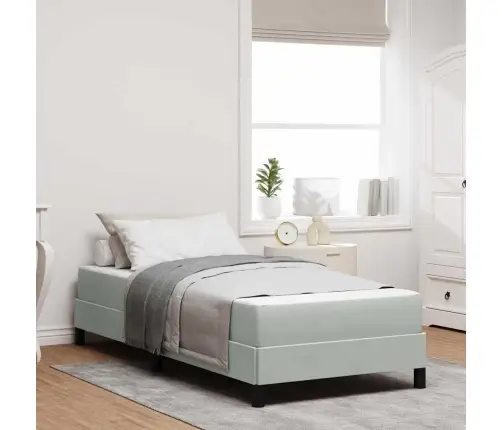 Kontinentālā Gulta Ar Matraci Gaiši Pelēks 80 X 210 Cm Samts Vidaxl