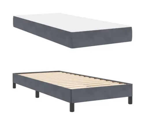 Kontinentālā Gulta Ar Matraci Tumši Pelēks 80 X 210 Cm Samts Vidaxl