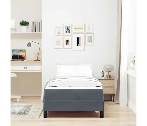 Kiemas Lova Su Čiužiniu Tamsiai Pilka 90 X 210 Cm Audinys