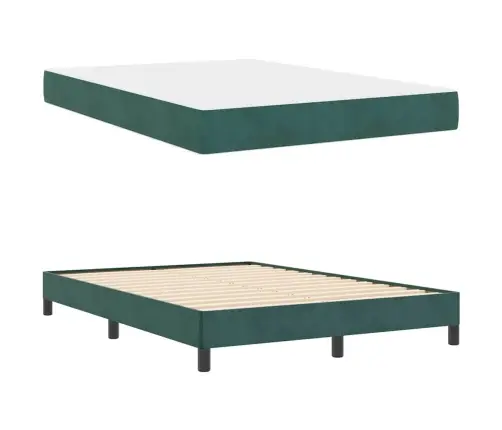 Kastītes Atsperu Gulta Tumši Zaļš 160 X 210 Cm Audums Vidaxl