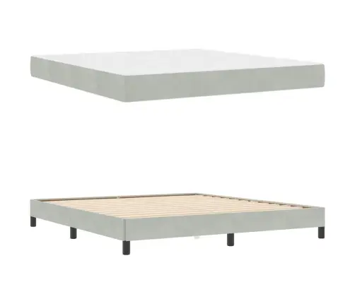 Kontinentālā Gulta Ar Matraci Gaiši Pelēks 180 X 210 Cm Samts Vidaxl